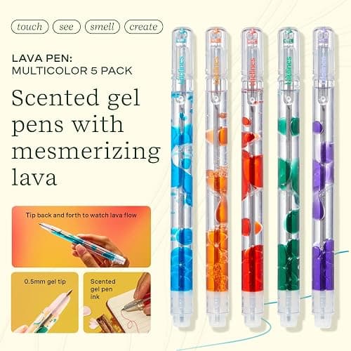 Lifelines Scented Lava Gel Pen Set, 5-Pack (Multi-Color) - 0.5mm Colored Gel Pens Infused with Scented Essential Oil Blends & Mesmerizing Lava - School Supplies for College Kids & Adults thumbnail 2