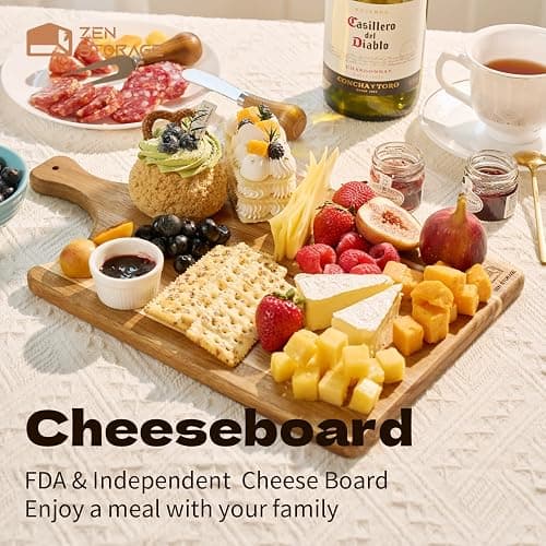 ZenStorage Acacia Wood Couch Arm Table Tray with Charcuterie Board with Phone Holder, Cup Slot & Folding for Wide/Narrow Recliners, Snack Table for Small Spaces TV Entertaining (Natural Wood) thumbnail 9