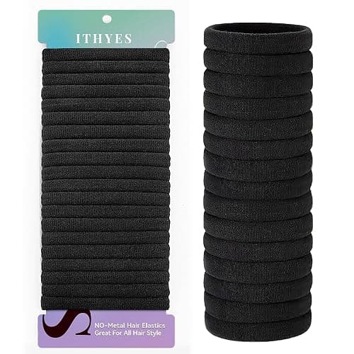 Ithyes hair ties no damage,Hair Bands for Women Thick Hair,20 Pcs Elastic Hair Ties for Women,Black Hair Bobbles for Women Men Girl,Hair Band Ponytail Holders,Hair Accessories,Scrunchies for Women - Image 1