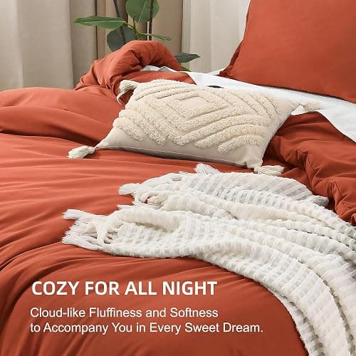 Litanika Burnt Orange Twin/Twin XL Comforter Set, 2 Pieces Solid Terracotta Lightweight Bedding Comforter Set, Rust Fluffy Quilted Blanket Set (66x90In Comforter & 1 Pillowcase) thumbnail 7