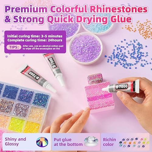 40000Pcs 40 Colors Resin Jelly Rhinestones Kit, 3mm Flatback Rhinestones with 3Pcs B7000 Jewelry Glue & Tools, Bedazzler Kit with Rhinestones, All-in-One Bedazzling Kit for DIY Arts & Crafts Gifts thumbnail 5
