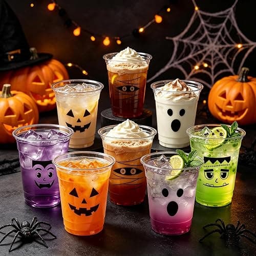 Lxdmnj 50 Pack Halloween Plastic Cups 12 Oz Disposable Halloween Party Cups Vampire Monster Ghost Pumpkin Party Cups for Party Supplies Coffee Wine Hot Cold Drinks thumbnail 6