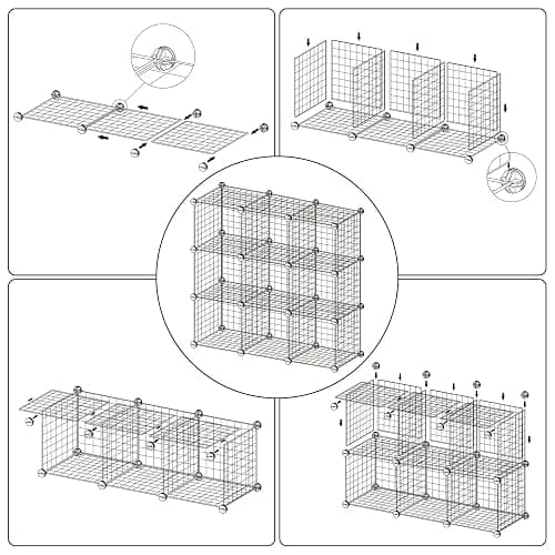 C&AHOME Wire Cube Storage, 9 - Cube Organizer Metal C Grids, Modular Shelves Units, Closet Organizer, Ideal for Home, Office, Living Room, 36.6”L x 12.4”W x 48.4”H, Pink UWCS3009P thumbnail 9