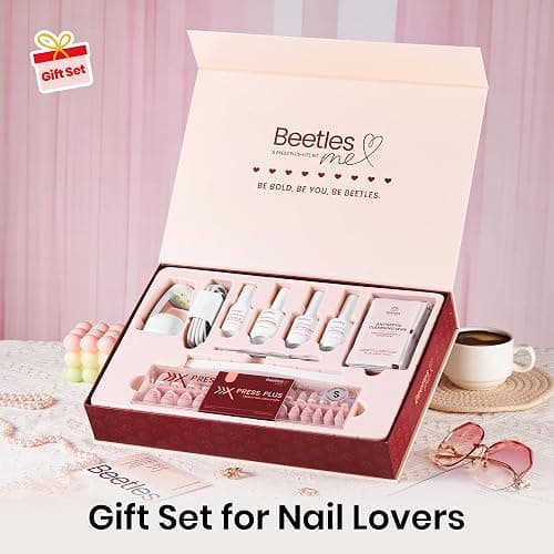 Beetles X Press Plus On Nails Kit-Short Square French Tip Press On Nails Kit with 150Pcs Pink French Nail Tips Nail Glue & Remover Builder Top Coat Nail Lamp,All-in-One DIY Fake Nails Gift for Women thumbnail 9