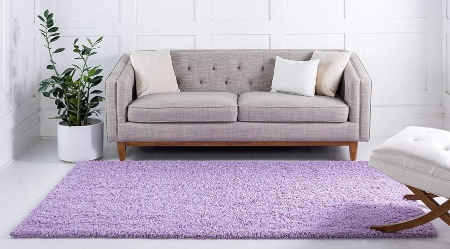 Bravich Lilac Lilac Shaggy Rug 80 x 150cm (2'7" x 4'11") 5cm Pile Medium Thick Fluffy Living Room Hessian Backed Washable thumbnail 5