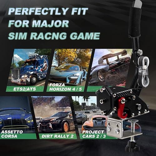 YESHMA 64 Bit Upgrade 2-in-1 USB Handbrake Only for G920 Compatible With Xbox / Xbox series S / Xbox series X + PC Computer System Professional Gaming Peripherals for Racing Games with Non-Contact Plus Hall Sensor.With Clamp thumbnail 7