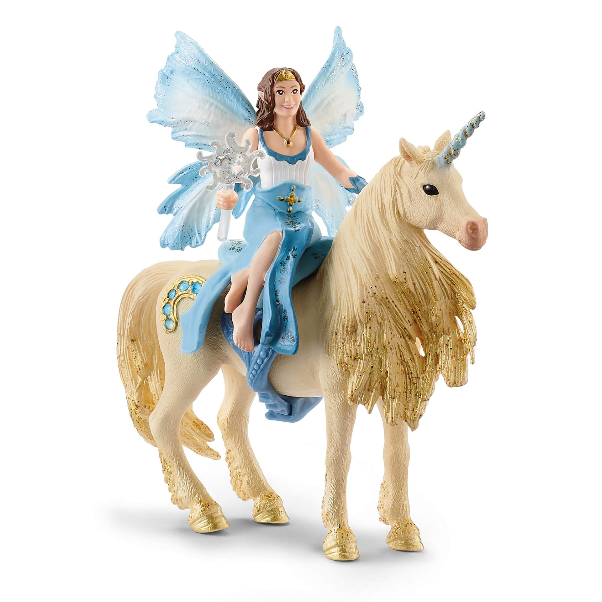 schleich Bayala 42508 Mermaid Eyela and Golden Unicorn - 4-Piece Play Set - with Distinctive Glitter Details, Robust and Imaginative Figures Unicorn Toy from 5 Years - Image 1