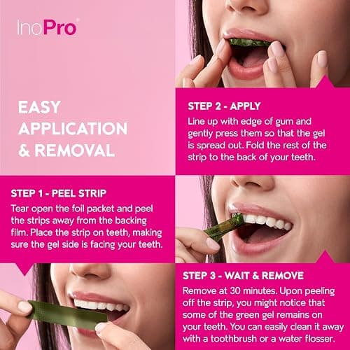 InoPro Teeth Whitening Strips 14 Treatments Kit - Enamel Safe Teeth Whitener, Peroxide-Free, Green White Strips for Teeth Whitening with Arbutin, Coconut Oil, Deep Stains Removal (28 Strips) thumbnail 7