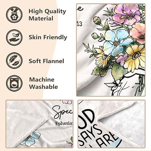 Christian Religious Gifts for Women, Christmas Birthday Gifts for Women | Baptism Communion Inspirational Catholic Faith Gifts for Sister Daughter Girls Her Mom Friend, Soft Throw Blankets 50''x 60'' thumbnail 6