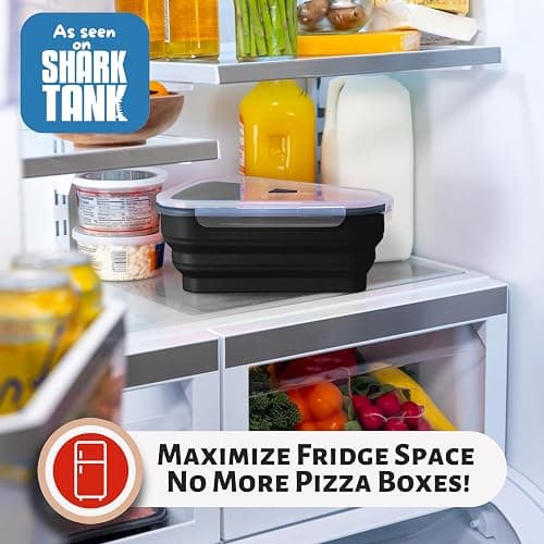 PIZZA PACK The Perfect Reusable Pizza Storage Container with 5 Microwavable Serving Trays - BPA-Free Adjustable Pizza Slice Container to Organize & Save Space, 2 Pack, Black thumbnail 5