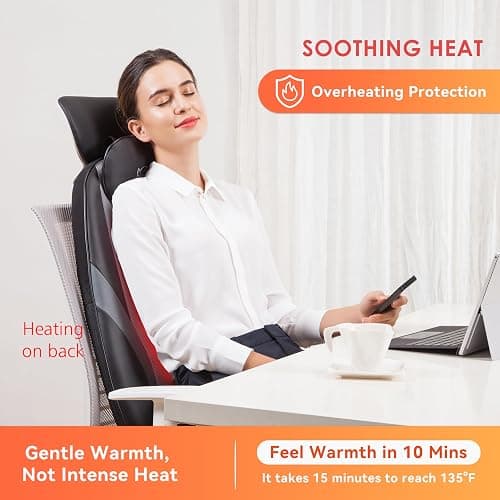 Snailax Shiatsu Back Massager with Heat Massage Chair Pad Kneading Back Massager for Pain Relief Deep Tissue Chair Massage Pad for Office Home, Gifts for Dad,Mom thumbnail 3