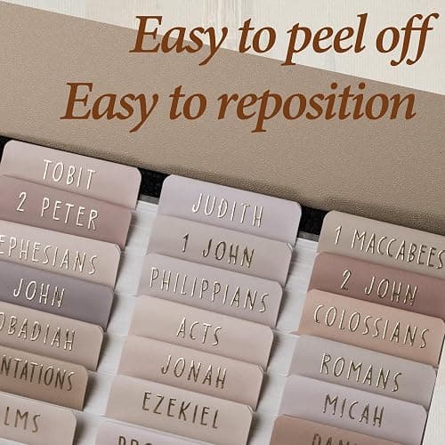 UPAFEXXI-Laminated Bible Tabs (Gold Foil Embossed Lettering), Bible Tabs for Women and Men, Reposition Large Print Stickers, Easy to Read and Apply, 80Chapters Labels for Easy Navigation(Cappuccino) thumbnail 5