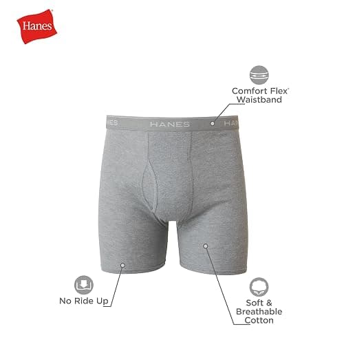 Hanes mens Underwear Boxer Briefs Pack, Cool & Breathable Cotton Moisture-wicking Underwear for Men, No Ride Up thumbnail 3