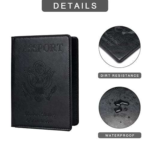 Honmein 2 Pcs Passport holders，Ultra Slim passport wallet，PU Leather Passport Cover for Women and Men thumbnail 4