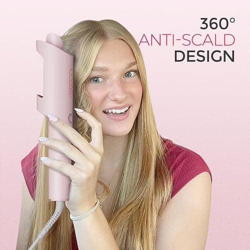 TYMO Hair Curler Automatic Rotating - CURLPRO, Curling Wand, Pink 1 inch | Ceramic Coating, Anti-Scald Curling Iron, Portable 500 Million Ionic, Dual Voltage, Beach Waver, Lightweight for Travel thumbnail 8