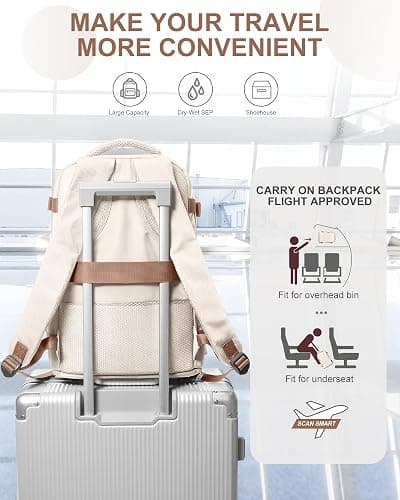coowoz Travel Backpack Carry On for Women Man Gym Backpacks with Laptop Compartment Mochila de Viaje Teacher Personal Item Backpack Airplane Accessories Must Haves Beige Brown Small thumbnail 5