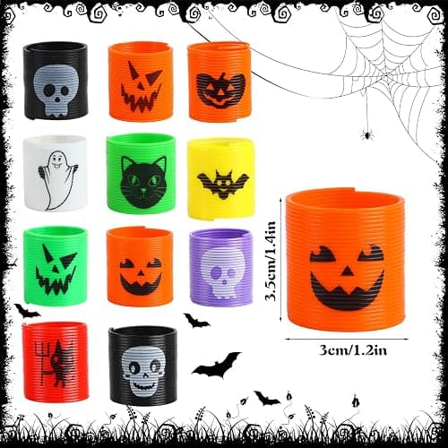 SULOLI Halloween Coil Springs for Kids, 36pcs Assorted Halloween Theme Pattern Spring Toys Party Favors Halloween Treat Bags Gifts thumbnail 3