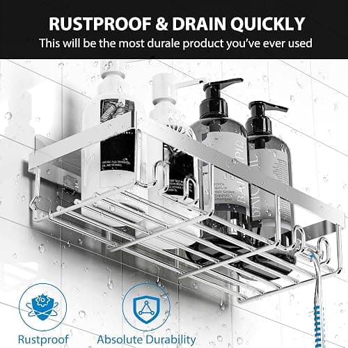 Moforoco Adhesive Shower Caddy Organizer Shelves Rack - 5 Pack Corner Bathroom Storage Organization, Home & Kitchen Decor Inside RV Accessories, Hanging First Apartment Household Camper Essentials thumbnail 3