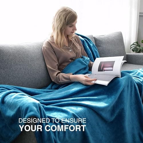 IR Imperial Rooms Fleece Blanket - Super Soft Fluffy Throw Blanket for Sofa and Bed - Warm and Cozy Lightweight 400 GSM Microfiber Bed Throws Blankets, 50x60 Inches (Throw/Travel, Teal) thumbnail 3