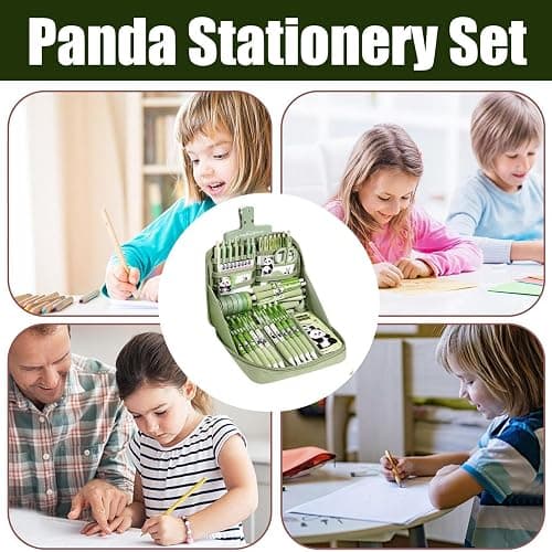 School Panda Set – Cute Stationery Supplies, Notebook Ruler Keychain, Pens Pencil Case Stickers Tab Kit With Adorable Pandas Feature | Girls Teens Students Boys Home Classroom Study Use thumbnail 6
