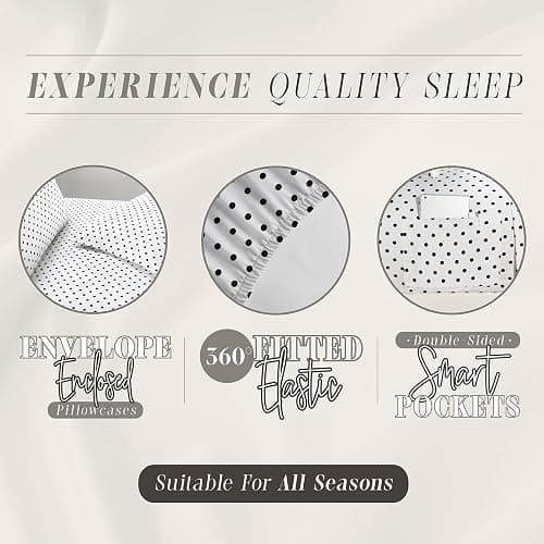 Elegant Comfort Delilah Polkadot 4-Piece Set, Fade & Wrinkle Resistant, 1500 Premium Hotel Quality Microfiber Deep Pocket Fitted Sheet Featuring Smart Pockets, Polkadot Sheet Set, Twin, White thumbnail 4