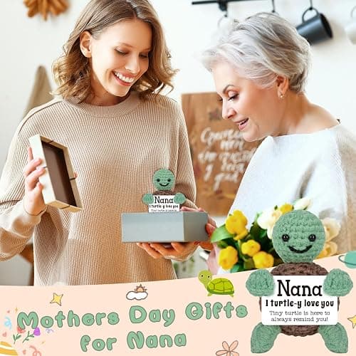 4THFARMES Mini Funny Turtle Nana Gifts from Grandkids, Christmas Birthday Gifts for Nana from Granddaughter Grandson, I Love You Small Cute Stuff Things, Handmade Emotional Positive Crochet Turtle thumbnail 9