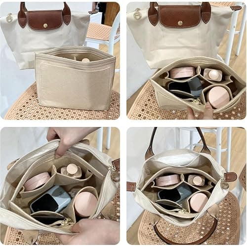 Organizer für Longchamp Tasche,Taschen Organizer für Longchamp L,Organizer für Longchamp Pliage L,Purse Organizer, Multi-Pocket Felt Handbag Organizer for Insert Wallet Organizer for Longchamp thumbnail 7