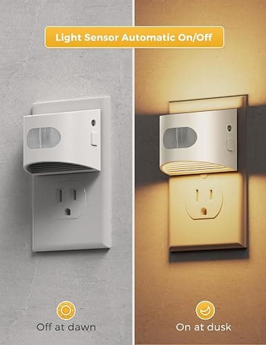 L LOHAS LED Motion Sensor Night Light, Dusk to Dawn & Motion Activated LED Night Light, Night Lights Plug into Wall with 30-100lm Adjustable Brightness, 3000K Soft White, White Housing 4 Pack thumbnail 3