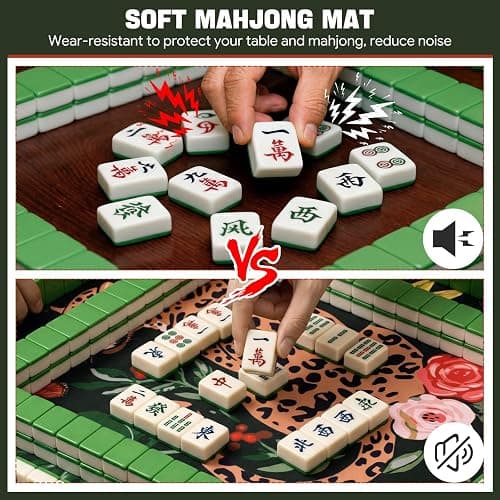 Drydiet Mahjong Mat for Table 31.5 x 31.5 Inch American Mahjong Mat with Carrying Bag, Non-Slip Noise Reduction Table Item for Family Poker Dominoe Board Game, Game Night & Party Use thumbnail 6