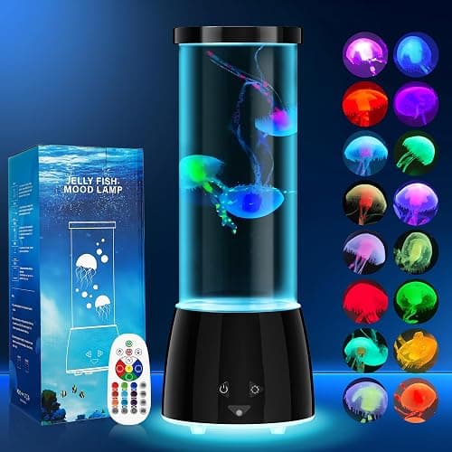 GuardWee Jellyfish Lamp, Jellyfish Aquarium Sensory Mood Table Lamp with 17 Color Changing Modes - Remote Control & USB Rechargeable for Bedroom/Office, Christmas/Birthday Gifts for Kids/Adults - Image 1