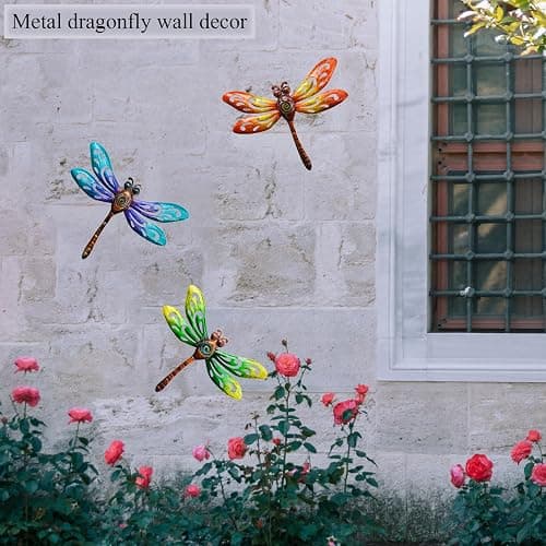 Yonivexis Metal Dragonfly Wall Decor Outdoor wall Art Hanging Decorations Living Room Bedroom Fence Dragonfly Garden Decor, Style1 | Hanging Living Room Bedroom Fence Dragonfly Garden Decor thumbnail 5