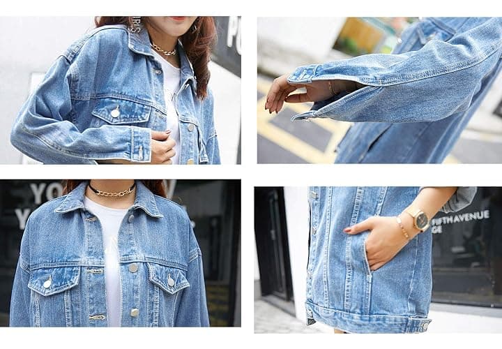 Omoone Oversized Denim Jacket - Denim Blue thumbnail 8