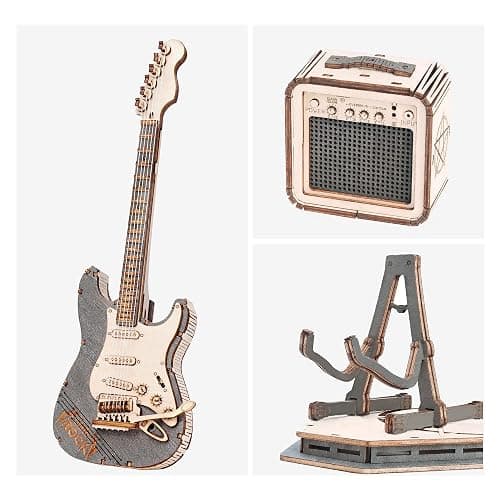RoWood 3D Wooden Puzzle Electric Guitar Wooden Model Kits for Adults to Build, Musical Instruments Model Building Kit, DIY Crafts Kit, Birthday Gift thumbnail 4