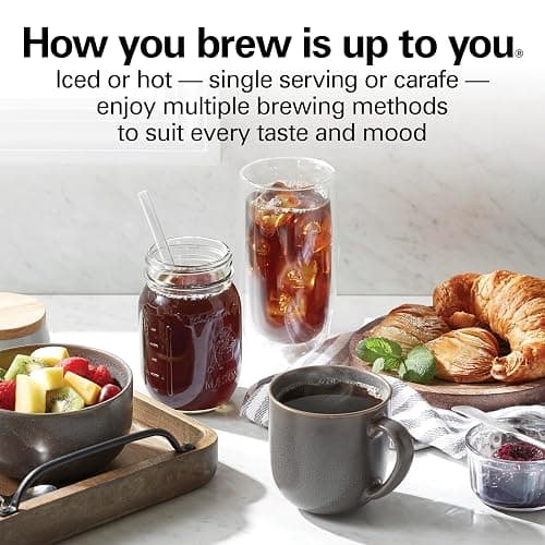 Hamilton Beach FlexBrew Advanced 5-in-1 Programmable 12 Cup Drip and Single Serve Hot & Iced Coffee Maker with Movable 60 oz. Water Reservoir, Use Pod Packs and Grounds, Fast Brewing, Black (49924) thumbnail 9