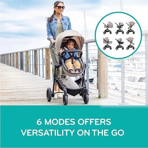 Evenflo Pivot Modular Travel System with LiteMax Infant Car Seat (Desert Tan) thumbnail 7