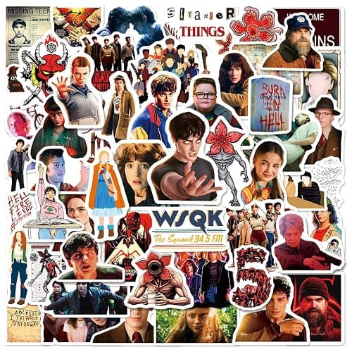 50Pcs Stranger Movie Things Season 5 Sticker for Kids, Cool Movie Waterproof Vinyl Stickers for Adult Teen Girl Student Water Bottle Laptop Phone Computer Guitar Notebook Skateboard Travel Case Helmet thumbnail 2