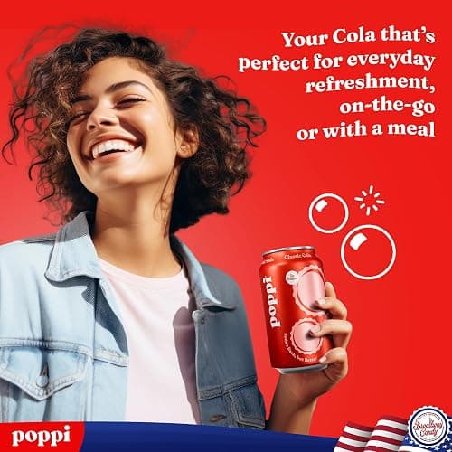 Broadway Candy Poppi Sparkling Prebiotic Soda Classic Cola Pack of 6 – Refreshing Carbonated Drink with Prebiotics for Gut Health – Naturally Flavoured Beverage with Clean Ingredients thumbnail 4