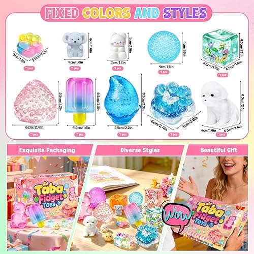 MSYTIFOG 25Pcs Taba Squishies Stress Toys Kit, Stress Relief Fidget Toys for Kids Adults, Kawaii Squishies Stress Relief Stress Cube, Squeeze Sensory Toys for Kids, Birthday Gifts Toys for Girls 8-10 thumbnail 4