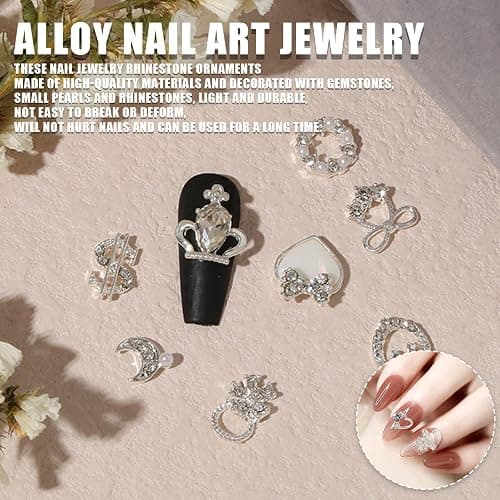 3D Nagel Charms, 24 Stück Glänzende Nagel Strass Edelsteine Herz Bogen Dangle Nail Art Charms Silber Metall Nagel Schmuck Luxus Nail Art Dekoration für Nail Design DIY Handwerk thumbnail 4