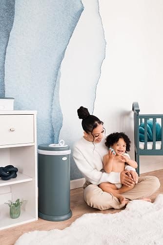 Ubbi Stainless Steel Diaper Pail, Odor Locking, No Special Bag Required, Award-Winning, Registry Must-Have, Open Water thumbnail 11