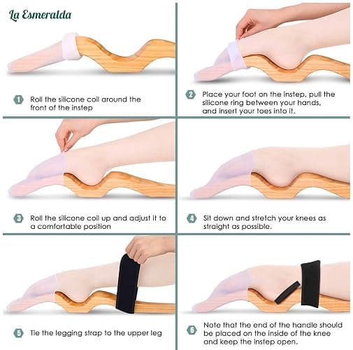 La Esmeralda Ballet Professional Wooden Pine Foot Stretchers Set for Dancers, Elastic Stretch Band, Two Pads, Leg Strap, Carry Bag and Gift Box. thumbnail 5