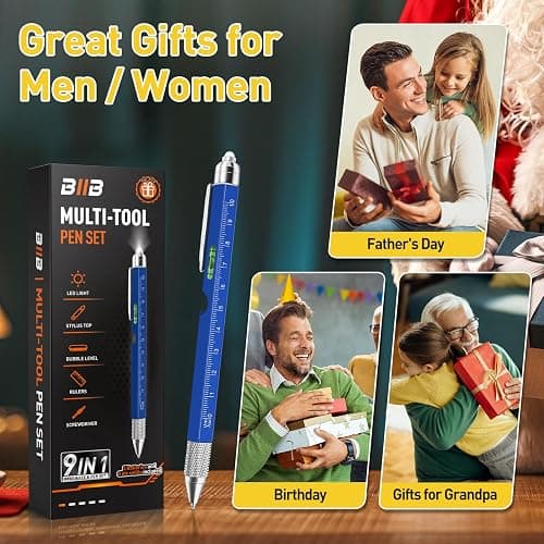 BIIB Easter Gifts for Men 9 in 1 Multitool Pen, Mens Easter Basket Stuffers, Mens Gifts for Dad Him Husband Boyfriend, Dad Gifts from Daughter, Gifts for Men Who Have Everything, Cool Tools thumbnail 7