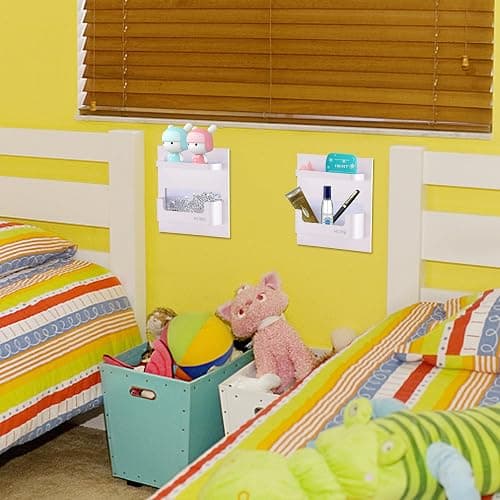EHKIT Bedside Shelf Accessories Organizer- Wall Mount Self Stick On,Ideal for Glasses,Remote,Earphone, Cell Phone Charger,Manicure Kit thumbnail 7