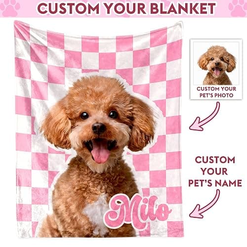 VulcanAce Personalized Dog Blanket with Picture and Name, Custom Fleece Pet Blanket with Photos, Personalized Dog Cat Gifts for Owners Pet Lovers Dad Mom on Birthday Valentine Christmas thumbnail 2