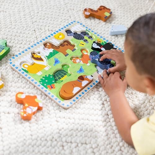 Melissa & Doug Pets Wooden Chunky Puzzle (8 pcs), Educational Screen Free Activity for Toddler, Preschoolers and Kids Ages 2+ thumbnail 3