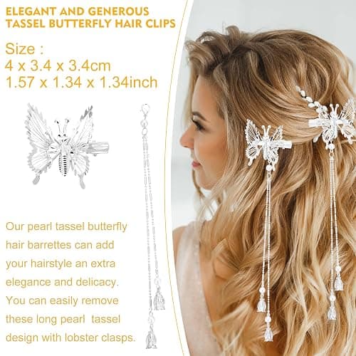 Silver Butterfly Hair Clips thumbnail 2