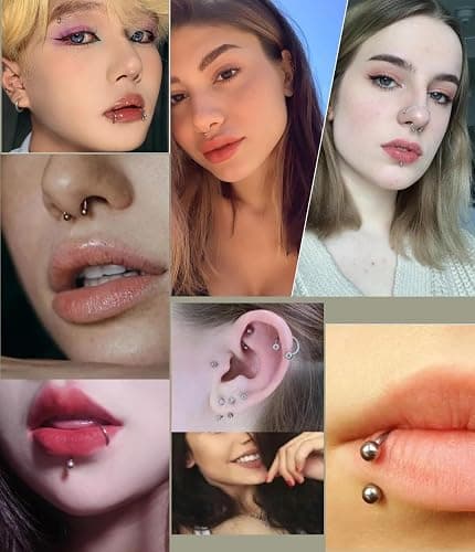MONAZEO 40Pcs 16G Lip Rings Surgical Steel Snake Bite Jewelry Labret Monroe Barbell Daith Tragus Helix Piercing Nose Septum Jewelry for Women Men 6mm/8mm/10mm/12mm thumbnail 3