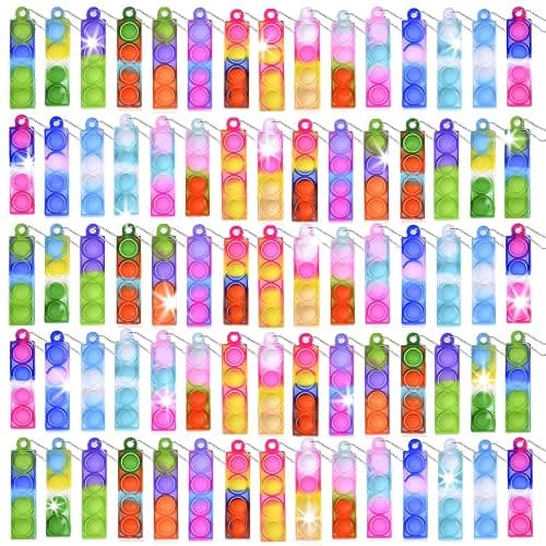 75Pcs Party Favors for Kids 3-5 4-8 Fidget Toys Bulk Mini Pop Keychain Sensory Toys Stocking Stuffers Birthday Carnival Treasure Classroom Prizes Stress Relief Toy Easter Eggs Fillers - Image 1
