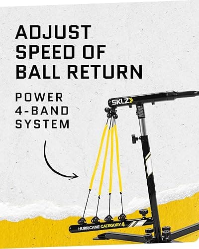 SKLZ Hurricane Batting Swing Trainer for Baseball & Softball - Durable Swing Arm - 4 Power Band System - High-Visibility, Anti-Dent Target Ball Head - Screw-in Base Legs, Metal Stakes & Carry Bag thumbnail 3