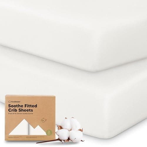 KeaBabies 2-Pack Organic Crib Sheets for Boys, Girls - 52x28 Fitted Crib Mattress Sheet Neutral, Breathable Jersey Cotton Cover for Baby Bed, Toddler Mattress, Soft & Cute Prints (Soft White) - Image 1